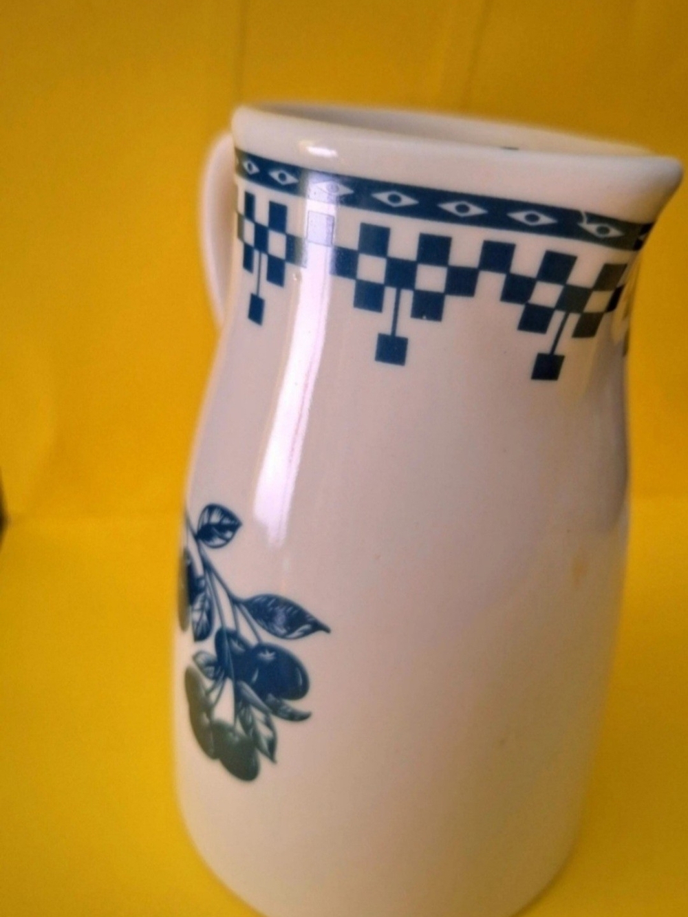 Blue and White Ceramic Pitcher - Dinnerware CHERRIES Motif